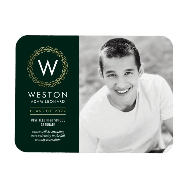 Classic Wreath EDITABLE COLOR Graduation Magnet (Horizontal)