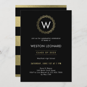 Classic Wreath EDITABLE COLOR Graduation Party Invitation
