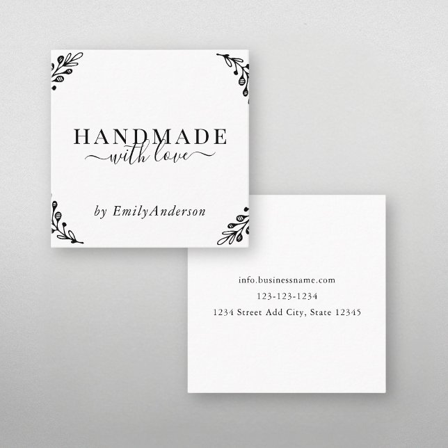 Classic Wreath Handmade with Love Square Business Card (Creator Uploaded)