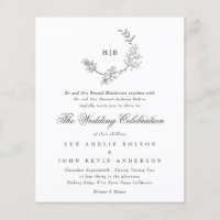 Classic Wreath Monogram Budget Wedding Invite