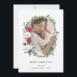 Classic Wreath | Simple Two Photo Merry Christmas Holiday Card<br><div class="desc">This elegant holiday card says "Merry Christmas" and features a classic,  traditional watercolor Christmas wreath around your choice of photo,  on a simple white background. You can add a second photo that fills the back.</div>
