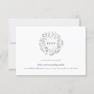 Classic Wreath website QR CODE BACK wedding RSVP Card