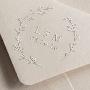 Classic Wreath Wedding Monogram Embosser