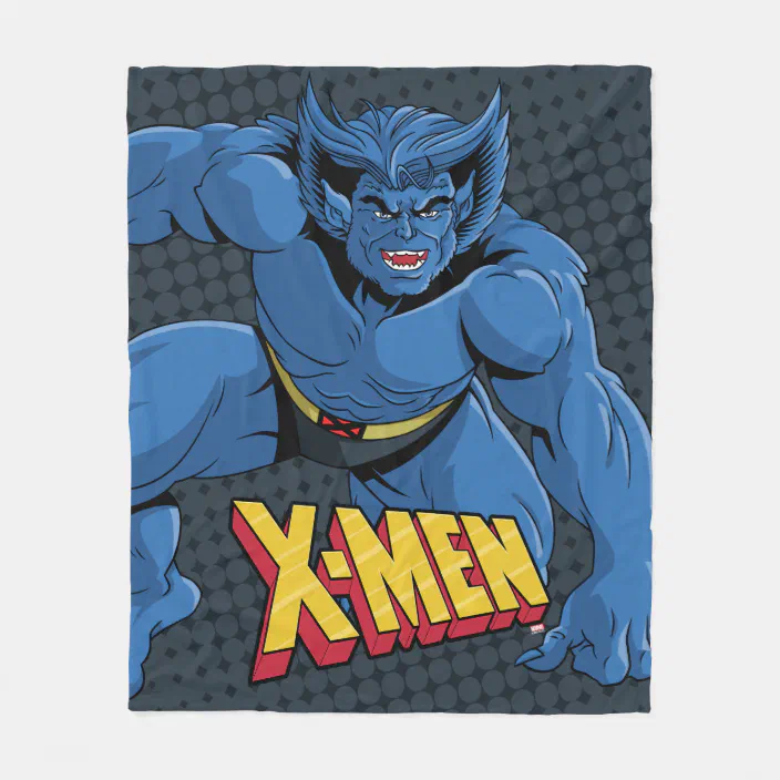 Classic X Men Beast Three Point Landing Fleece Blanket Zazzle Com