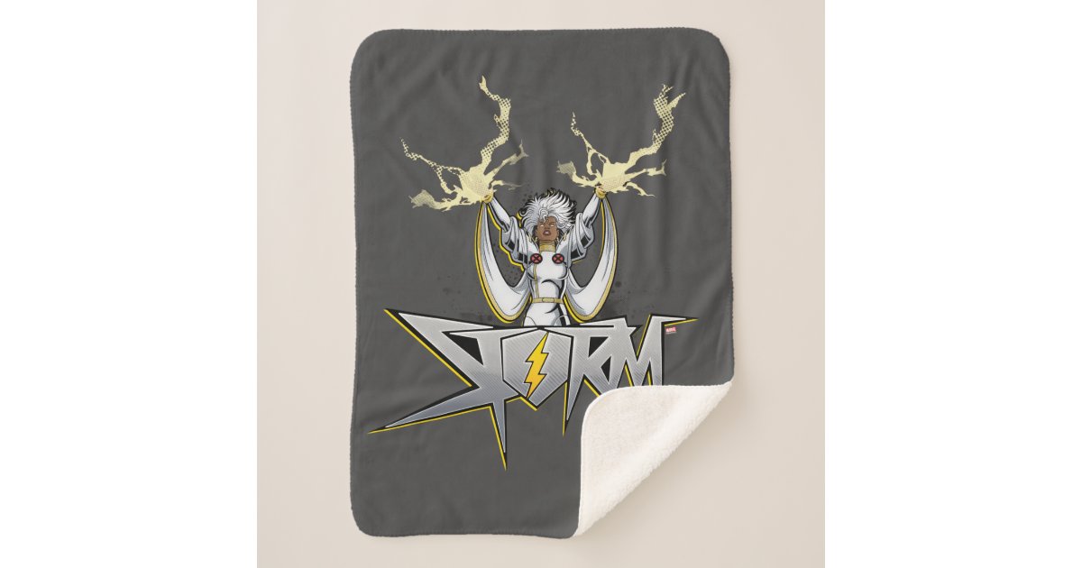 Classic XMen Storm Lightning Name Badge Sherpa Blanket Zazzle