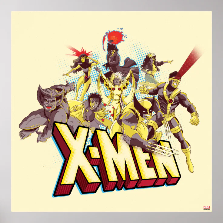 Classic X-Men | X-Men Team With Logo Poster | Zazzle