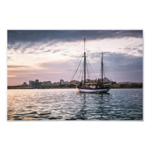 Classic Yacht Algarve Sunset Photo Print