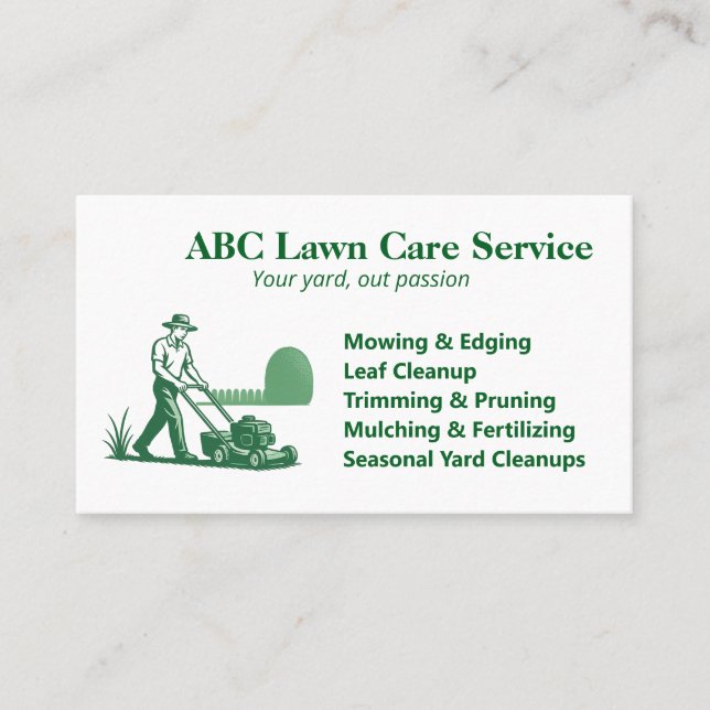 Classic Yard Pro Lawn Care  Business Card (Front)