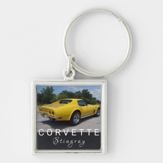 Classic Yellow 1973 Corvette Stingray C3 Keychain (Front)