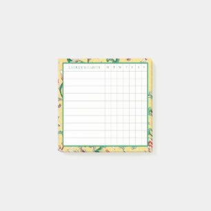 Classic Yellow and Green Chinoiserie Habit Tracker Post-it Notes