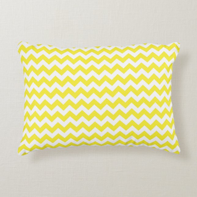 Classic Yellow and White Chevron Pattern Accent Pillow (Front)