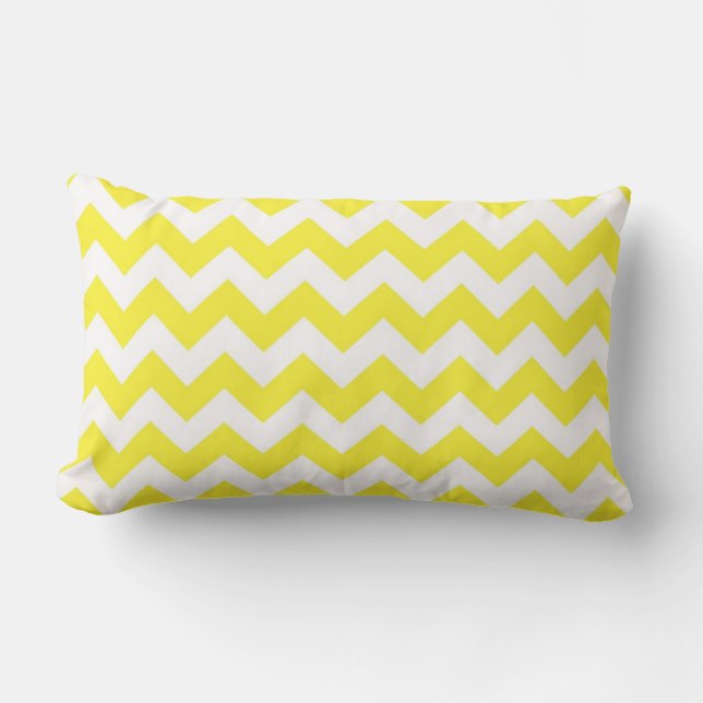 Classic Yellow and White Chevron Pattern Lumbar Pillow (Front)
