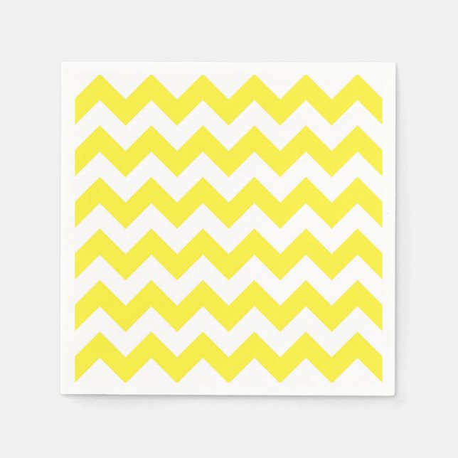 Classic Yellow and White Chevron Pattern Paper Napkins (Front)