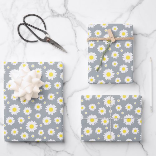 Classic Yellow and White Daisy Flower Pattern Wrapping Paper Sheets