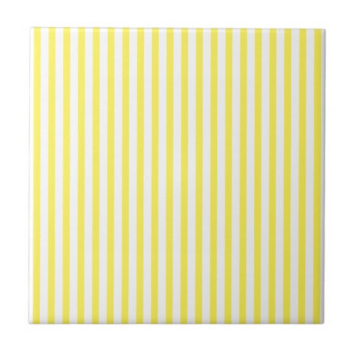 Classic Yellow and White Stripes  Ceramic Tile