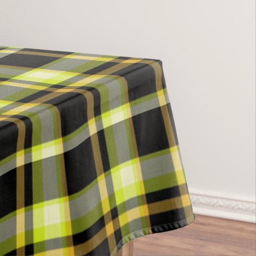 Classic Yellow Black Plaid Pattern Retro Tartan  Tablecloth