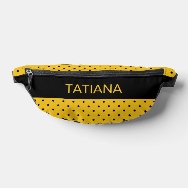 Classic Yellow & Black Polka Dot Pattern Fanny Pack (Lay Down)