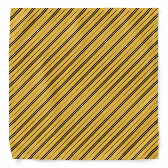 Classic Yellow Black School Stripes Pattern Bandana (Front)