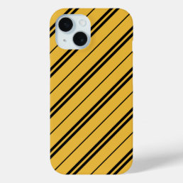 Classic Yellow Black School Stripes Pattern iPhone 15 Case