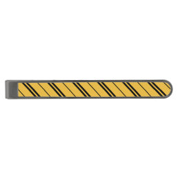 Classic Yellow Black School Stripes Vector Art Gunmetal Finish Tie Bar