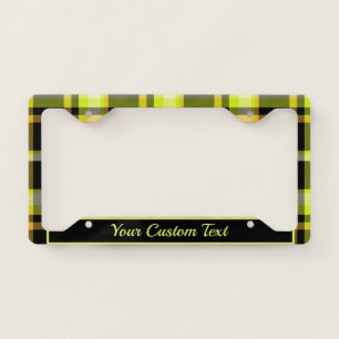 Classic Yellow Black Tartan Plaid Pattern Custom License Plate Frame