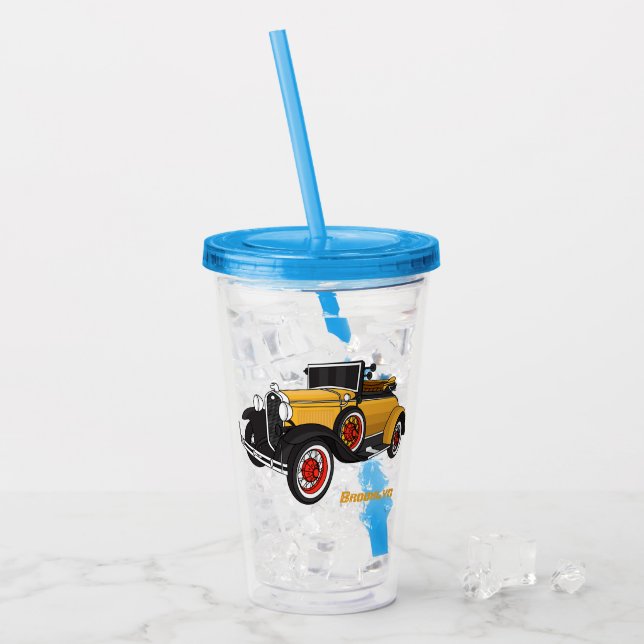 Classic yellow car 1931  acrylic tumbler (Front Ice)