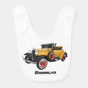 Classic yellow car 1931 baby bib
