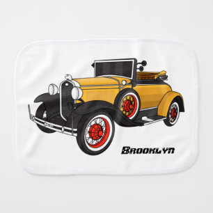 Classic yellow car 1931 baby burp cloth
