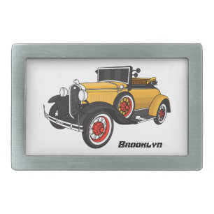 Classic yellow car 1931 belt buckle