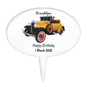 Classic yellow car 1931 cake topper