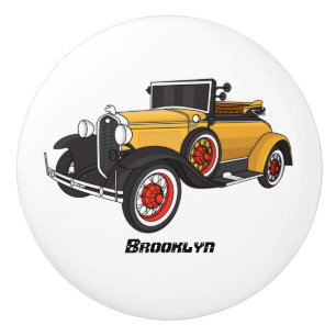 Classic yellow car 1931 ceramic knob