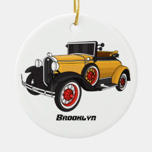Classic yellow car 1931 ceramic ornament
