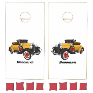Classic yellow car 1931 cornhole set