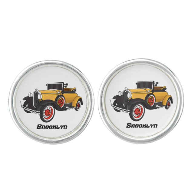 Classic yellow car 1931 cufflinks (Front)