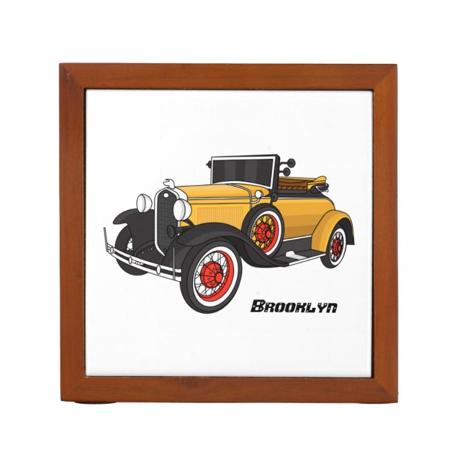 Classic yellow car 1931 desk organizer (Front)