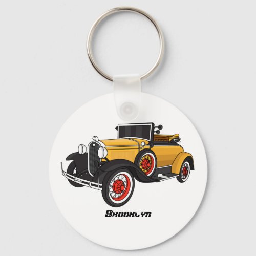 Classic yellow car 1931 keychain