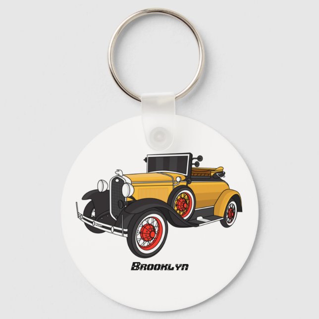 Classic yellow car 1931 keychain (Front)