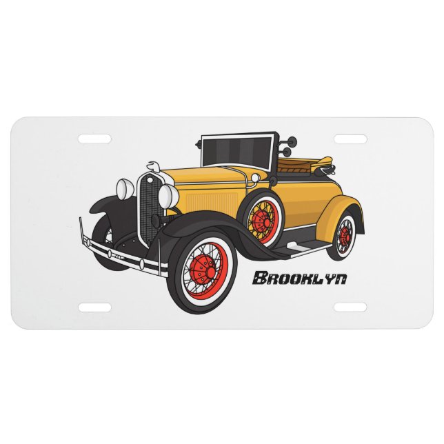Classic yellow car 1931 license plate (Front)