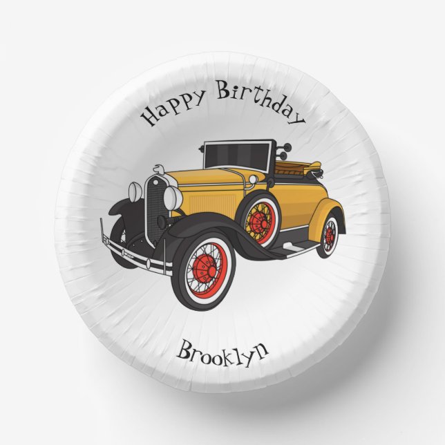 Classic yellow car 1931 paper bowls (Front)