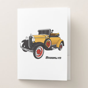 Classic yellow car 1931 pocket folder