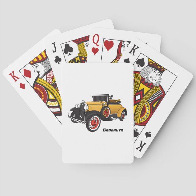 Classic yellow car 1931 poker cards (Back)