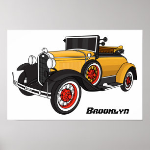 Classic yellow car 1931 poster