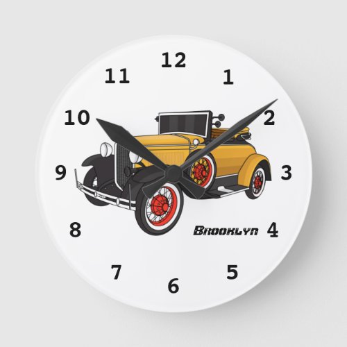 Classic yellow car 1931 round clock