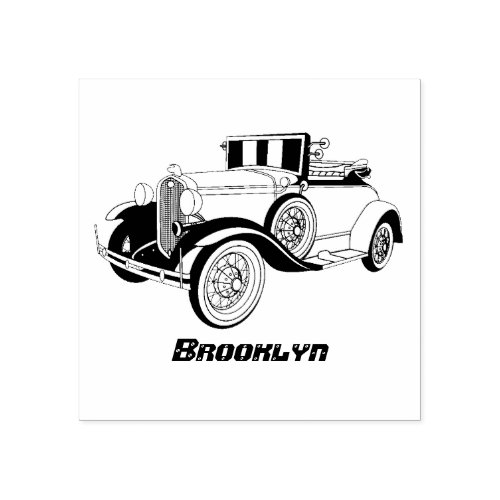 Classic yellow car 1931 rubber stamp
