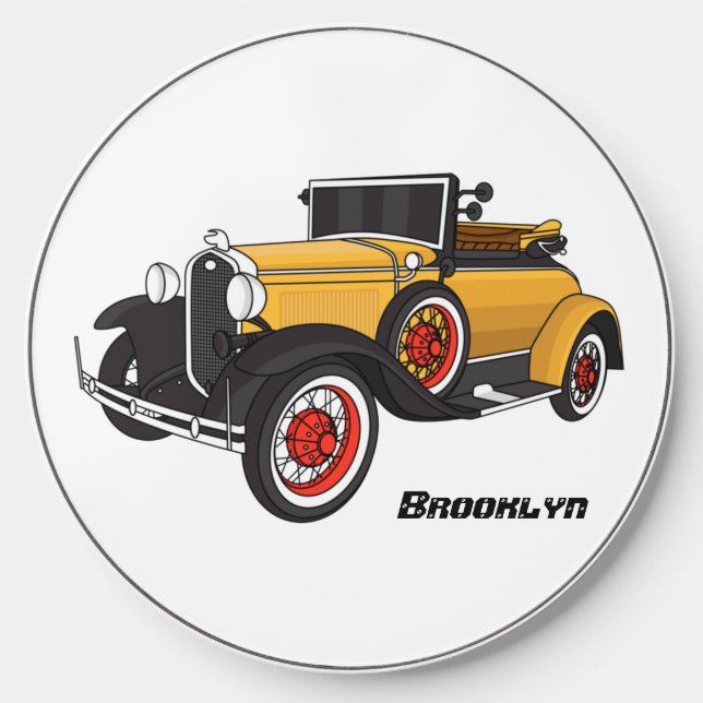 Classic yellow car 1931 wireless charger  (Front)