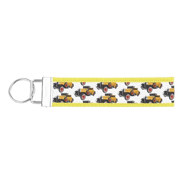 Classic yellow car 1931 wrist keychain (Keys on Left)