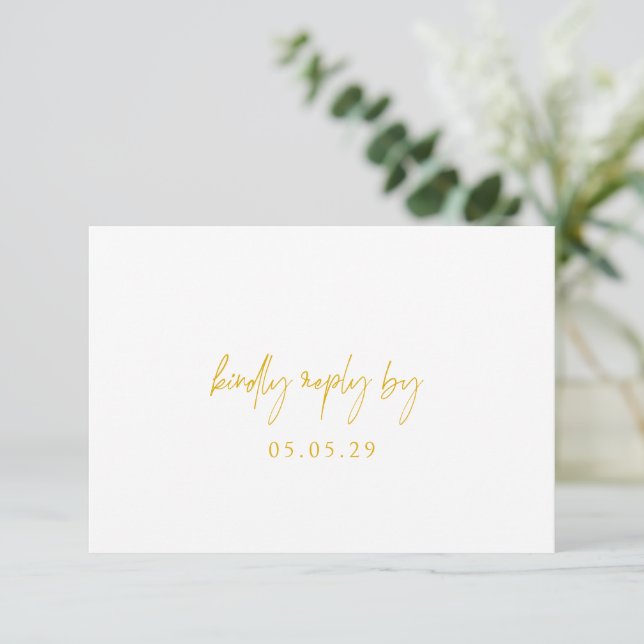 Classic Yellow Elegant Wedding RSVP Card (Standing Front)