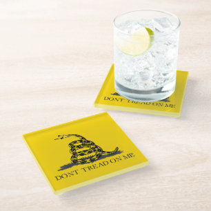 Classic Yellow Gadsden Flag Don't Tread on Me Glass Coaster