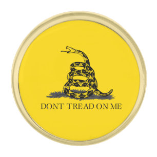 Classic Yellow Gadsden Flag Don't Tread on Me Gold Finish Lapel Pin