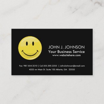 Classic Yellow Happy Face Business Card by HappyPlanetShop at Zazzle